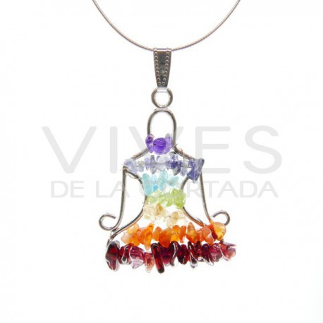 Pendentif Bouddha avec les chakras de l'arbre de vie - Bain en argent