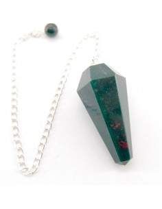 Pêndulo de heliotrópio facetado ou de jaspe sanguíneo