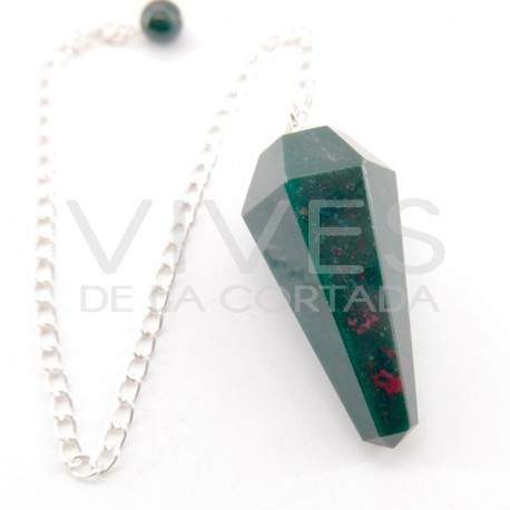 Pendulum Faceted of Heliotrope Jasper or Bloodstone Jasper