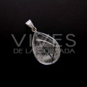 Pendentif Larme de Quartz Tourmaline - Plaqué argent