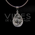 Pendentif Larme de Quartz Tourmaline - Plaqué argent