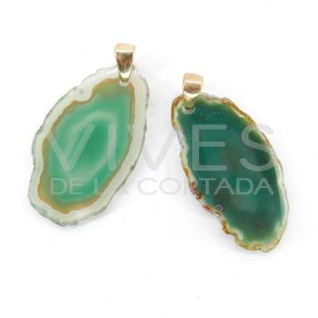 Colgante de Ágata Teñida de Verde (Baño de Oro)