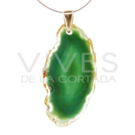 Colgante de Ágata Teñida de Verde (Baño de Oro)