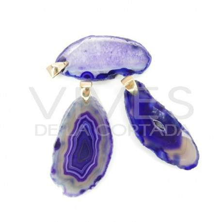 Colgante de Ágata Teñida de Lila - Baño Dorado