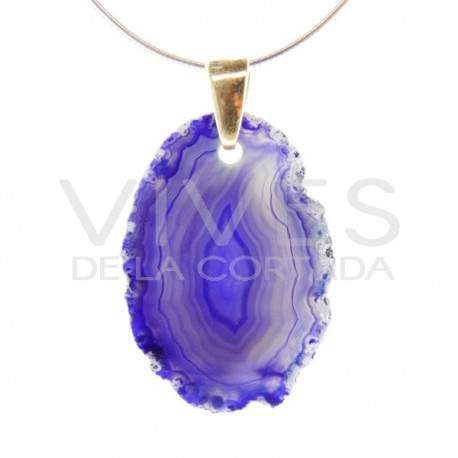 Colgante de Ágata Teñida de Lila - Baño Dorado