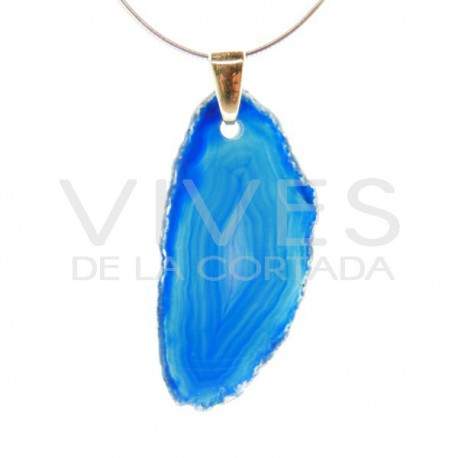Colgante de Ágata Teñida Azul - Baño Dorado