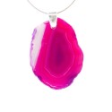 Colgante de Ágata Teñida de Fucsia - Baño de Plata