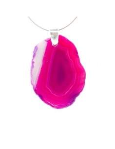 Colgante de Ágata Teñida de Fucsia - Baño de Plata 2