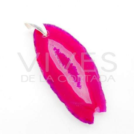 Colgante de Ágata Teñida de Fucsia - Baño de Plata