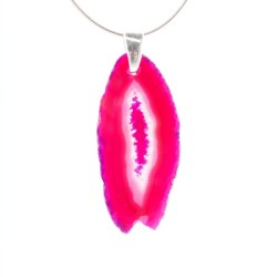 Colgante de Ágata Teñida de Fucsia - Baño de Plata