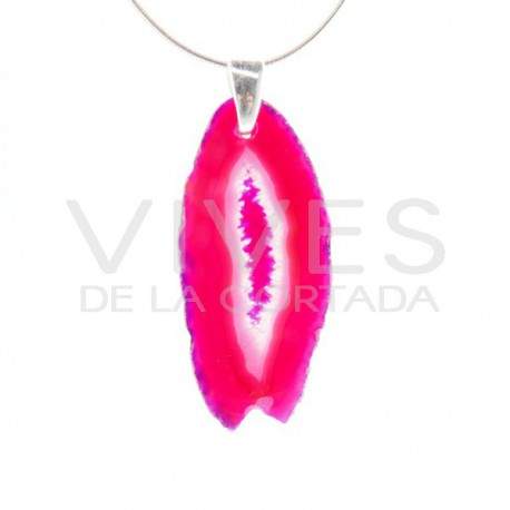 Colgante de Ágata Teñida de Fucsia - Baño de Plata