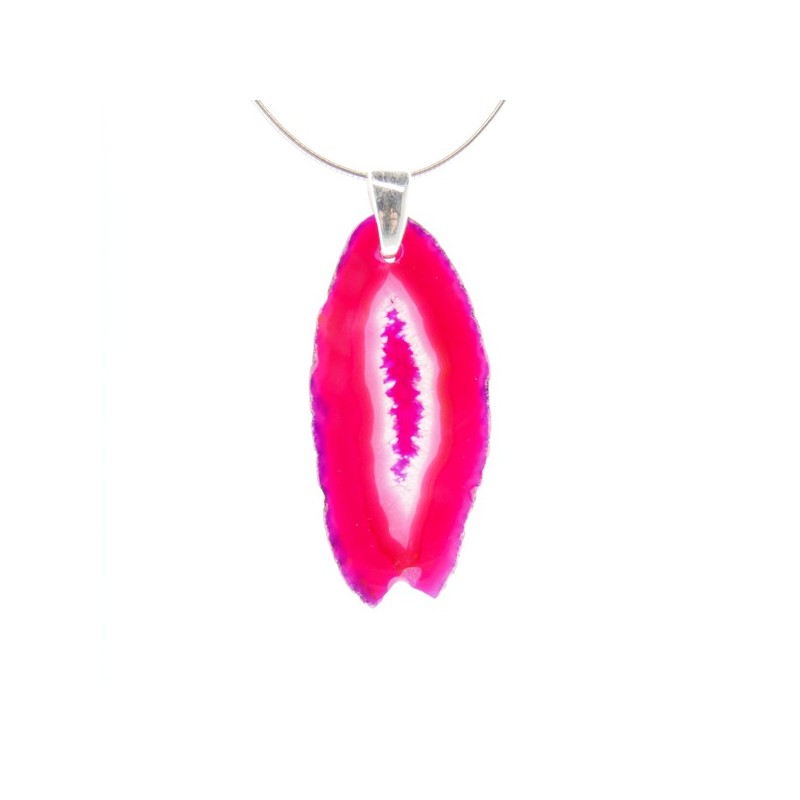 Colgante de Ágata Teñida de Fucsia - Baño de Plata