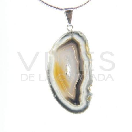Pendente Ágata Natural - Banhado a Prata