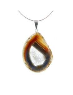 Colgante de Ágata Natural - Baño Plata