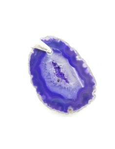 Pingente de ágata tingida de violeta - Banhado a prata 2