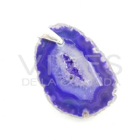 Colgante de Ágata Teñida de Violeta - Baño de Plata