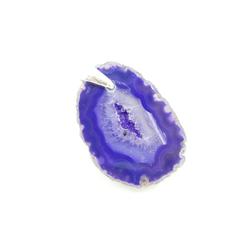 Colgante de Ágata Teñida de Violeta - Baño de Plata