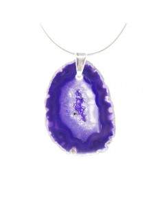 Colgante de Ágata Teñida de Violeta - Baño de Plata