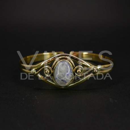 Pulsera de Bronce con Cabujón Grande Piedra Luna -114-