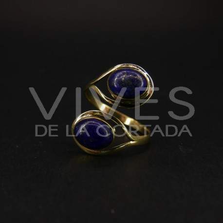 Ring Adjustable Bronze with Lapis Lazuli -5.3-