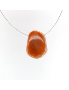 Pendant Pierced Orange Carnelian Rhodium Plated
