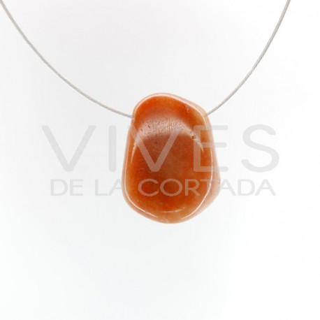 Pendant Pierced Orange Carnelian Rhodium Plated