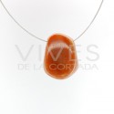 Pendentif Pierced Orange Carnelian Rhodium Plated