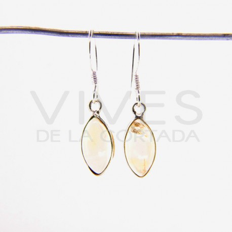 Boucles d'oreilles de Quartz Citrine Oeil Plain Petit - Argent 925