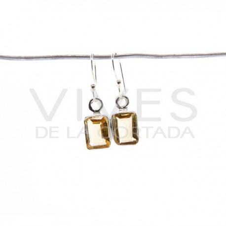 Boucles d'oreilles citrine Cube à facettes Petit - Argent 925