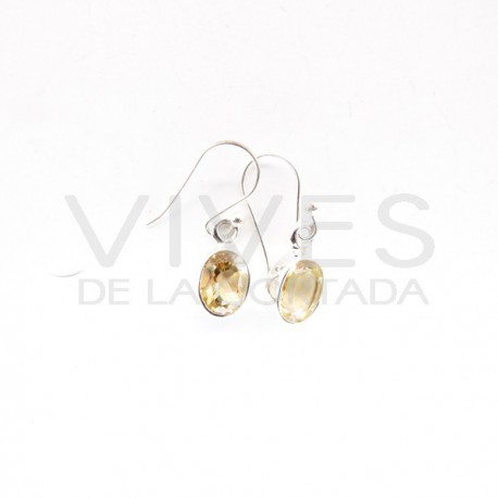 Boucles d'oreilles citrine Ovale à facettes Petit - Argent 925