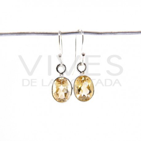 Earrings of Citrine Oval Faceted Small - Sterling Silver 925