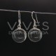 Large Smooth Circle Quartz Earrings - Sterling Silver 925