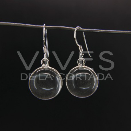 Earrings from Quartz Smooth Circle Big - Sterling Silver 925