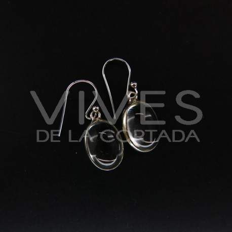 Boucles d'oreilles de Quartz Ovale uni Grand - Argent 925