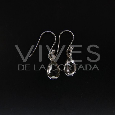 Pendientes de Cuarzo Lágrima Facetada Pequeña - Plata de Ley 925