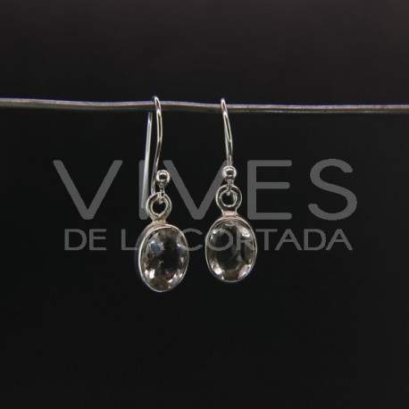 Boucles d'oreilles de Quartz Ovale à facettes Petit - Argent 925