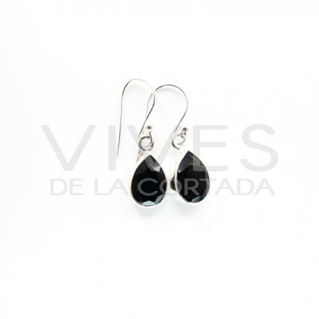Boucles d'oreilles perle d'Onyx à facettes - Argent 925