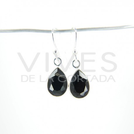 Boucles d'oreilles perle d'Onyx à facettes - Argent 925