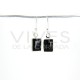 Faceted Rectangle Onyx Earrings - Sterling Silver 925