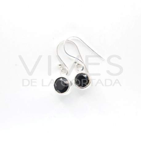 Pendientes de Ónix Círculo Facetado - Plata de Ley 925