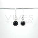 Brincos Faceted Circle Onyx - Prata de lei 925