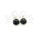 Earrings of Onyx Smooth Circle Big - Sterling Silver 925