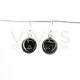 Large Smooth Circle Onyx Earrings - Sterling Silver 925