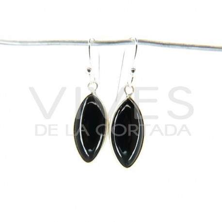 Pendientes de Ónix Ojo Liso Grande  - Plata de Ley 925