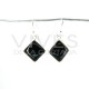 Large Smooth Cube Onyx Earrings - Sterling Silver 925