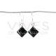 Onyx Small Smooth Cube Earrings - Sterling Silver 925