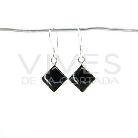 Earrings smooth Onyx Cube Small - Sterling Silver 925