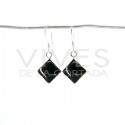 Pendientes de Ónix Cubo Liso Pequeño - Plata de Ley 925