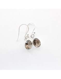 Earrings of Quartz Smoked Oval Faceted - Sterling Silver 925 2