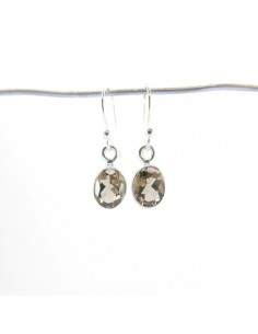 Earrings of Quartz Smoked Oval Faceted - Sterling Silver 925